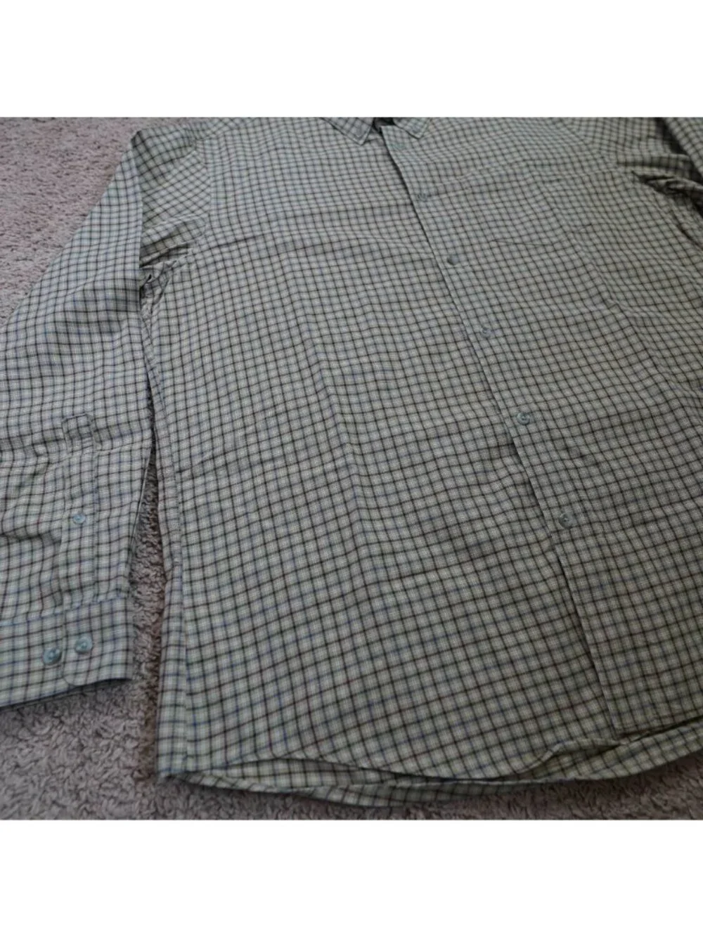 Eddie Bauer Button Up Shirt Mens Large Tan Plaid Relaxed Fit Long Sleeve Cotton - Picture 7 of 9